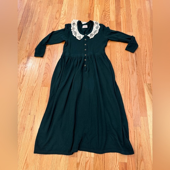 United Colors Of Benetton Dresses & Skirts - United Colors Of Benetton Dark Green  Maxi Dress with White Lace Collar